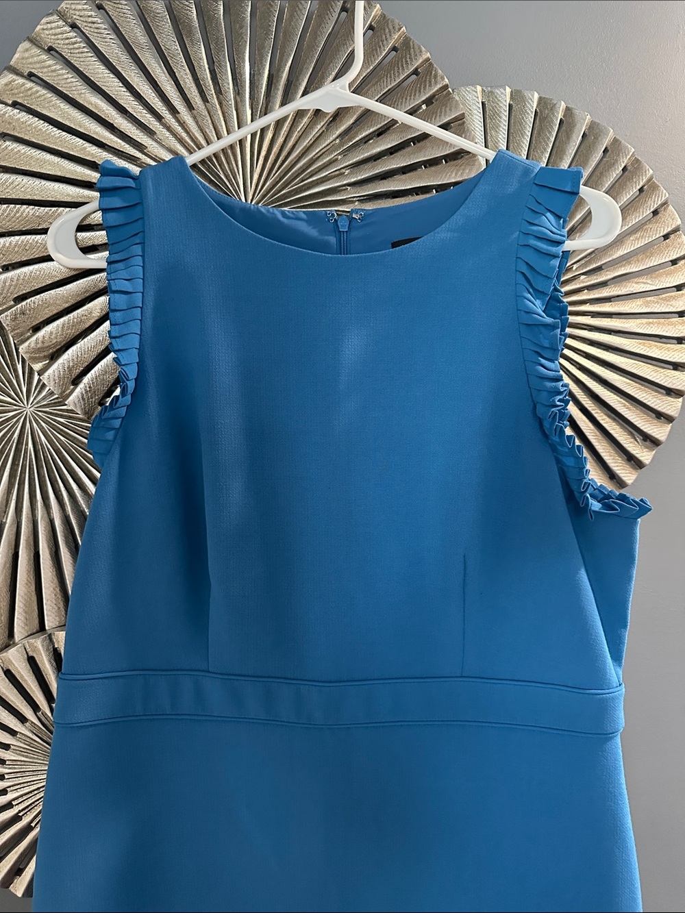 Ann Taylor Bright Blue Sleeveless Ruffle-Trim Dress